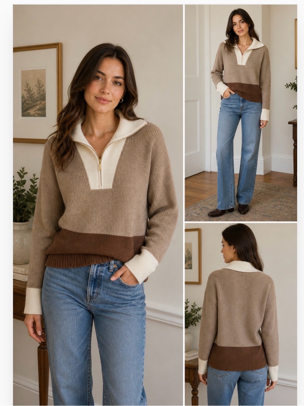 Marc New York / NWT / Cream Zip-Up Sweater/ Size M